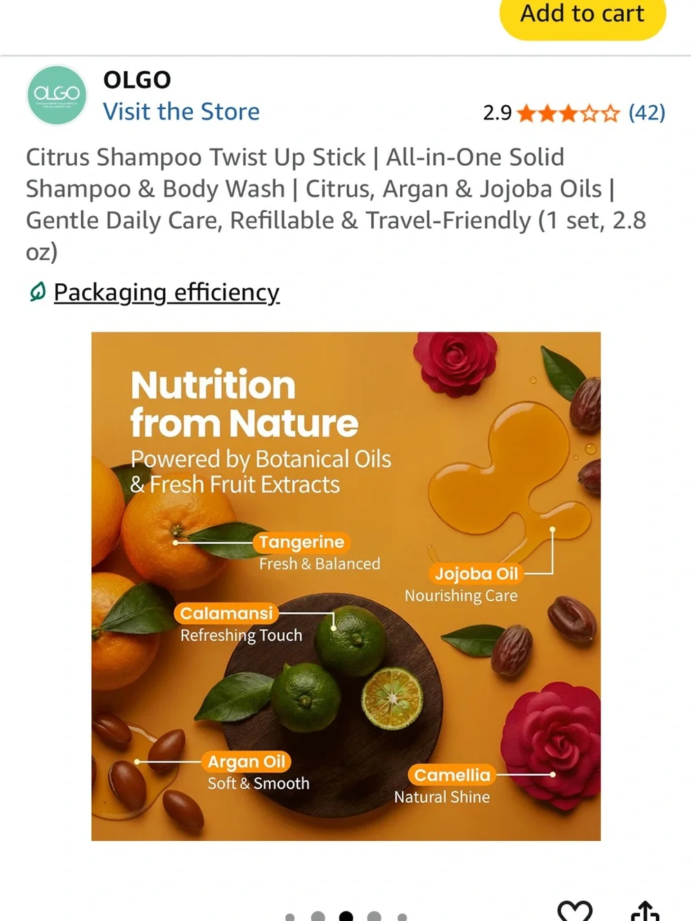 Citrus Shampoo Twist Up Stick - Yellow Solid Shampoo & Body Wash